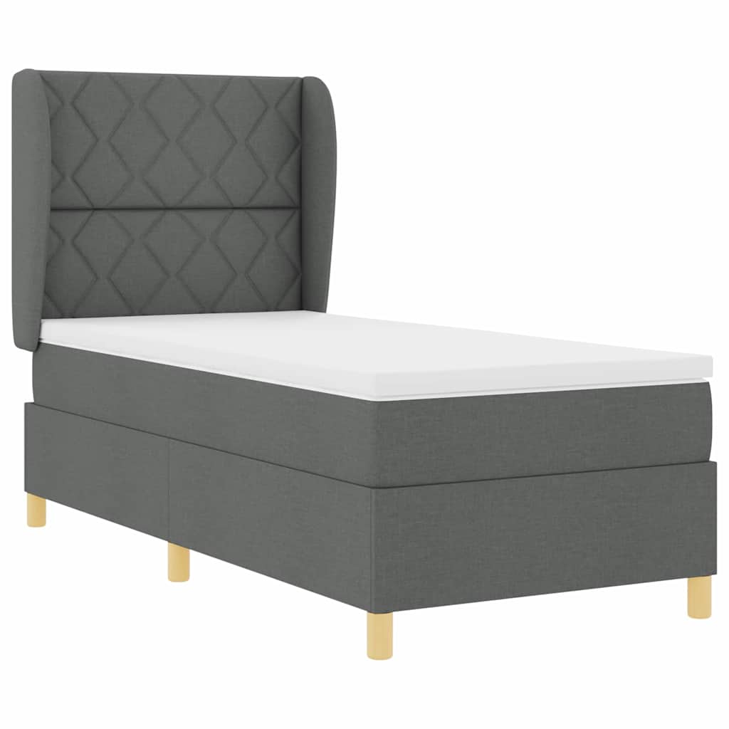 Boxspringbett mit Kopfteil Dunkelgrau 190 x 90 cm Stoff
