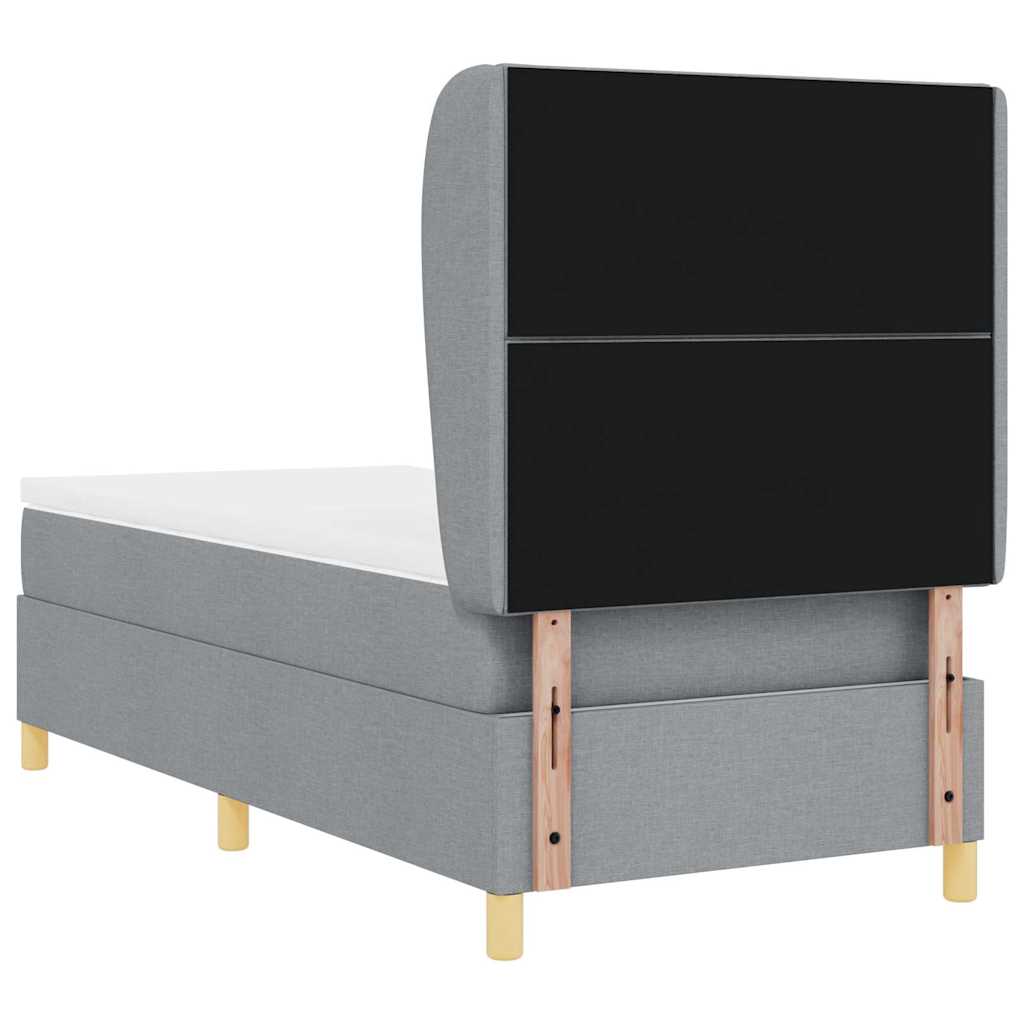 Boxspringbett mit Kopfteil Hellgrau 200 x 90 cm Stoff