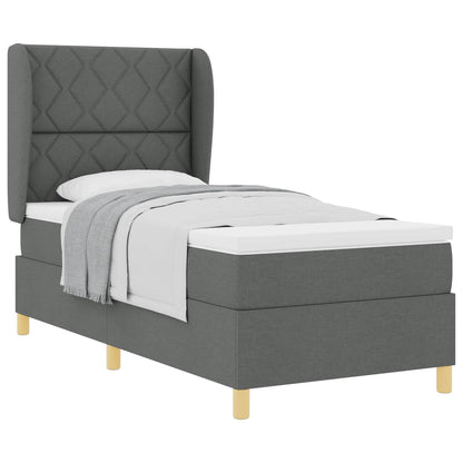 Boxspringbett mit Kopfteil Dunkelgrau 200 x 90 cm Stoff