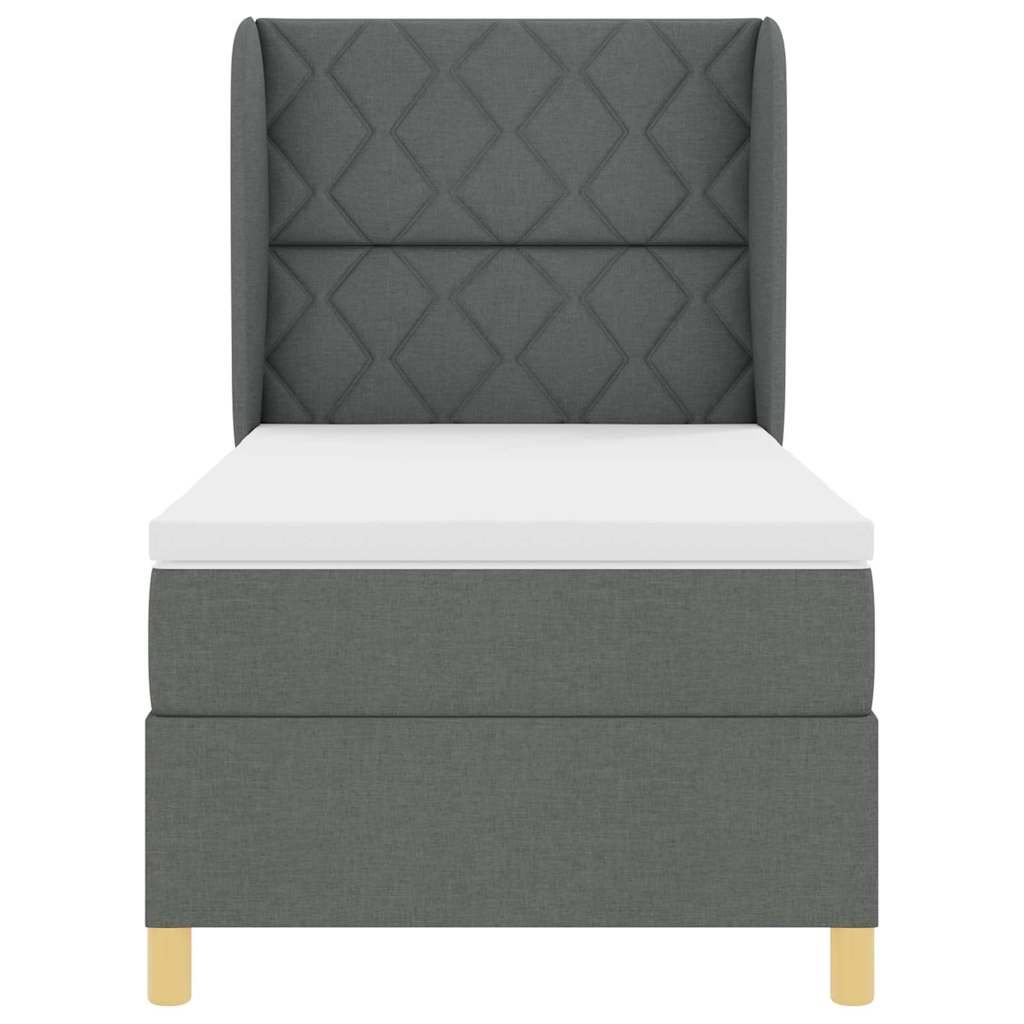 Boxspringbett mit Kopfteil Dunkelgrau 200 x 90 cm Stoff