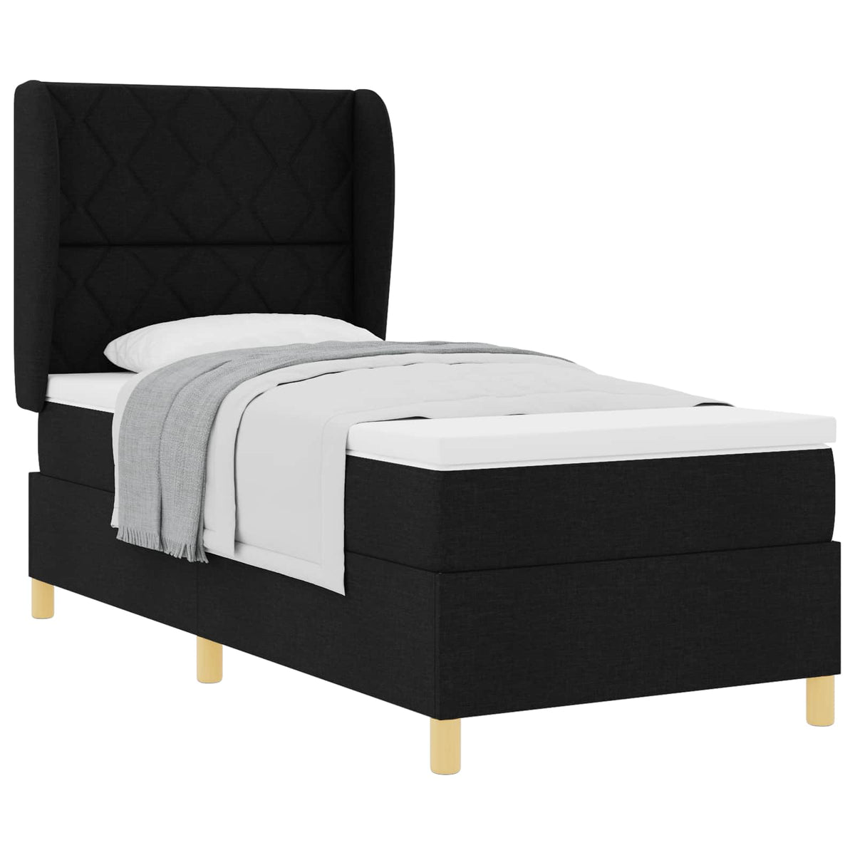 Boxspringbett mit Kopfteil Schwarz 200 x 100 cm Stoff