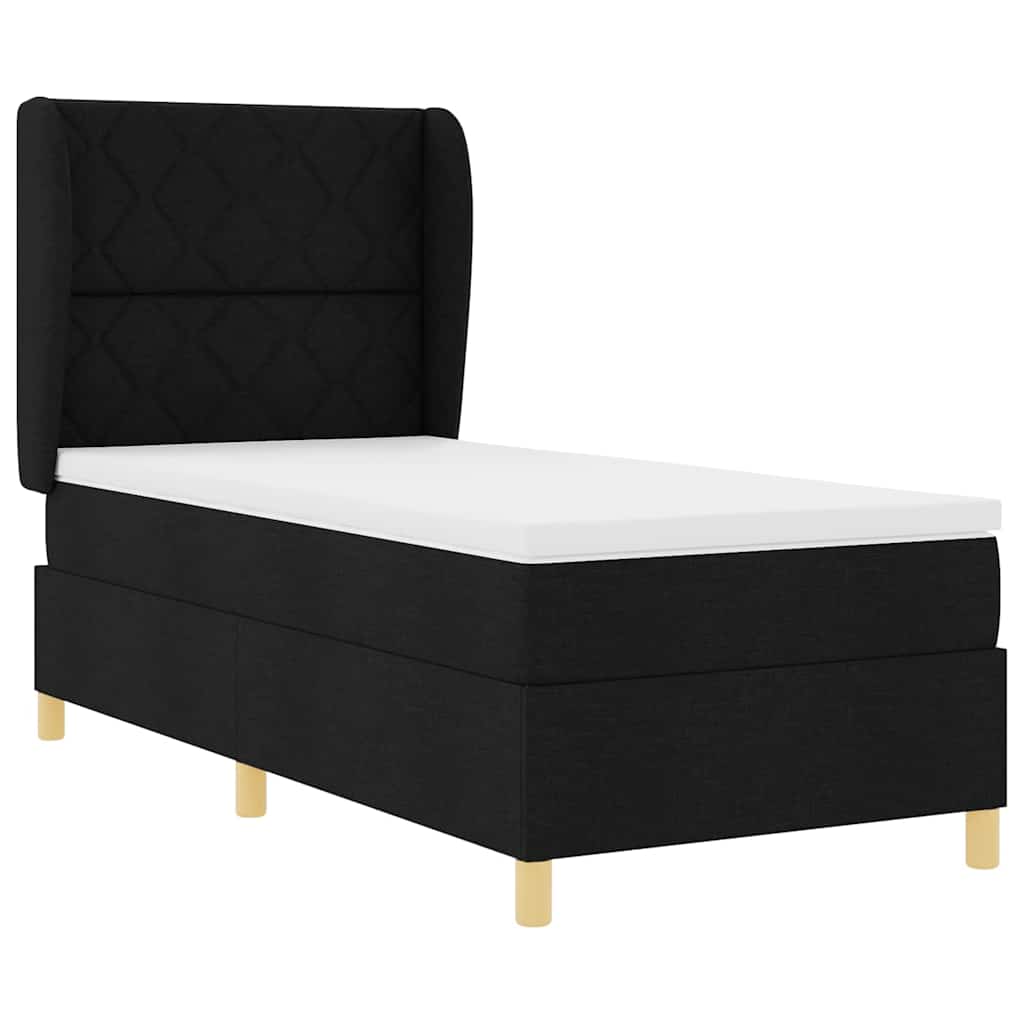 Boxspringbett mit Kopfteil Schwarz 200 x 100 cm Stoff