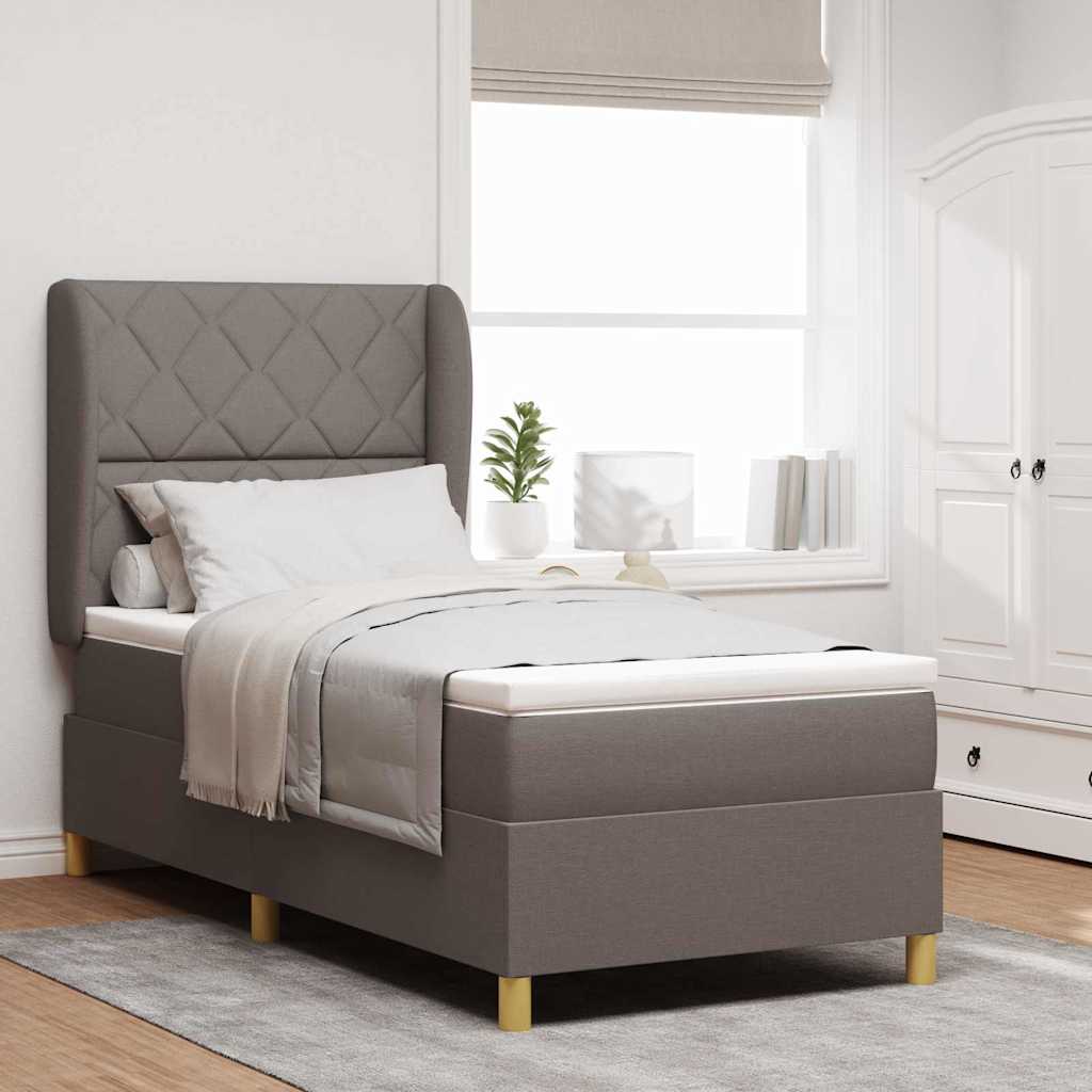 Boxspringbett mit Kopfteil Taupe 200 x 100 cm Stoff