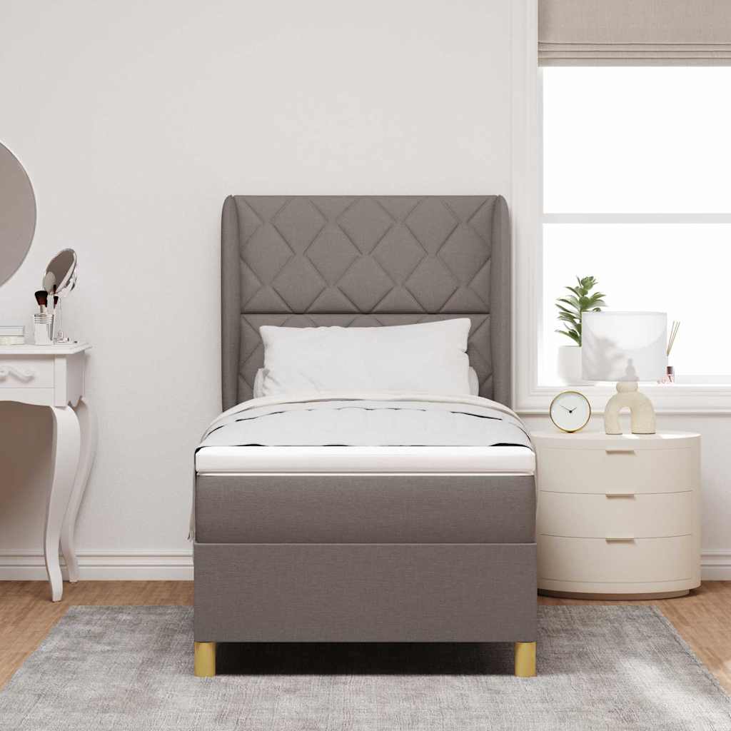 Boxspringbett mit Kopfteil Taupe 200 x 100 cm Stoff