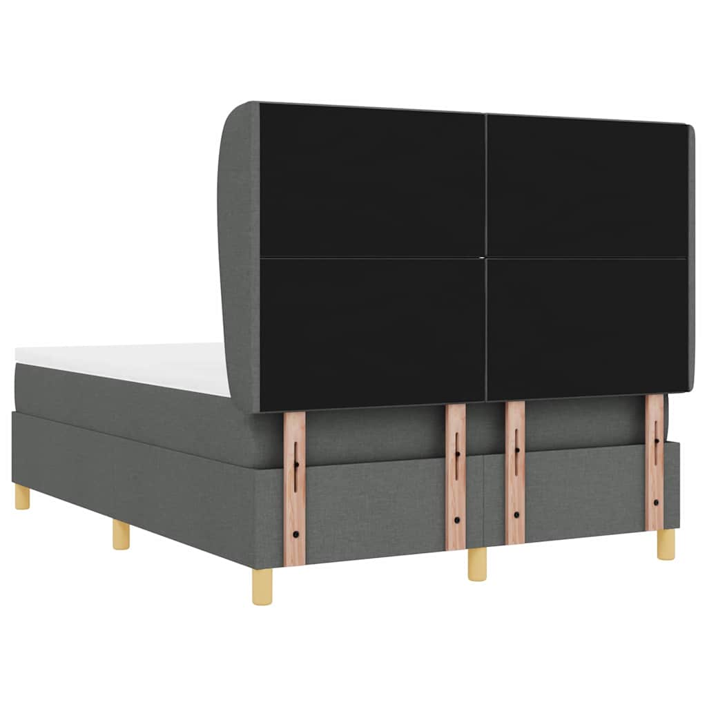 Boxspringbett mit Kopfteil Dunkelgrau 190 x 140 cm Stoff