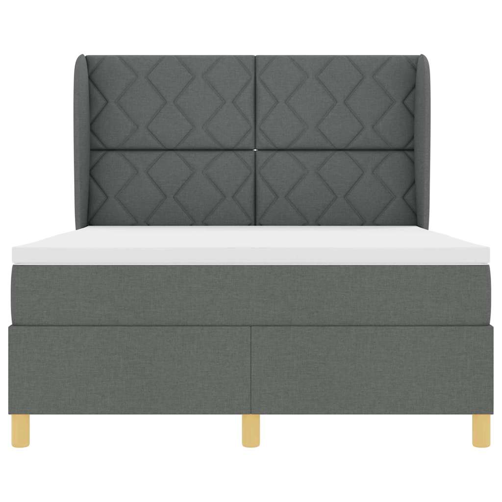 Boxspringbett mit Kopfteil Dunkelgrau 190 x 140 cm Stoff