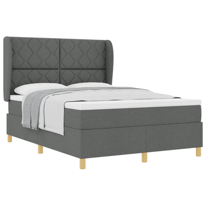 Boxspringbett mit Kopfteil Dunkelgrau 200 x 140 cm Stoff