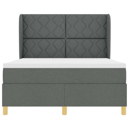 Boxspringbett mit Kopfteil Dunkelgrau 200 x 140 cm Stoff