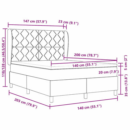 Boxspringbett mit Kopfteil Dunkelgrau 200 x 140 cm Stoff