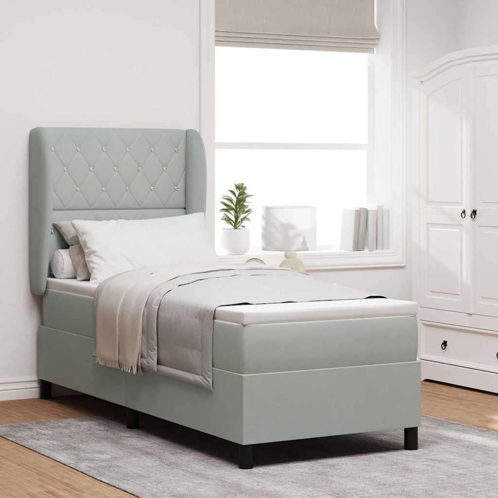 Boxspringbett mit Kopfteil Hellgrau 200 x 80 cm Samt