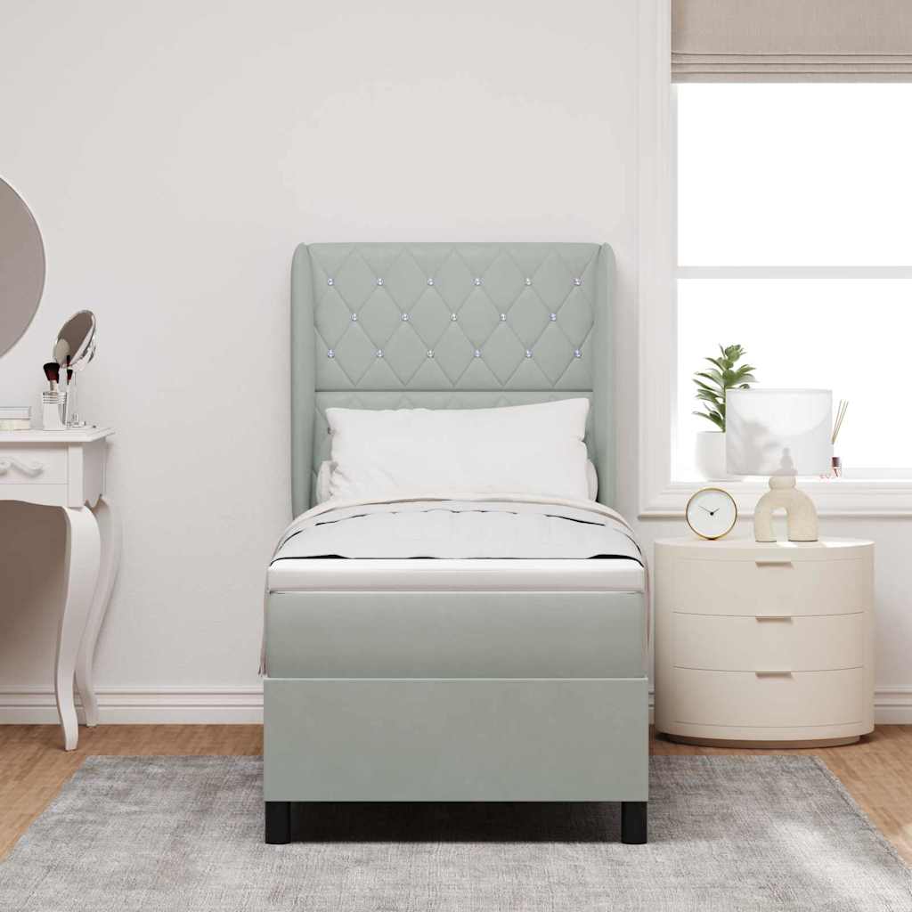 Boxspringbett mit Kopfteil Hellgrau 200 x 80 cm Samt