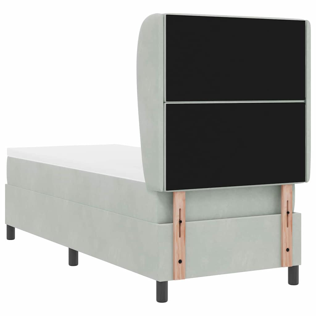 Boxspringbett mit Kopfteil Hellgrau 200 x 80 cm Samt