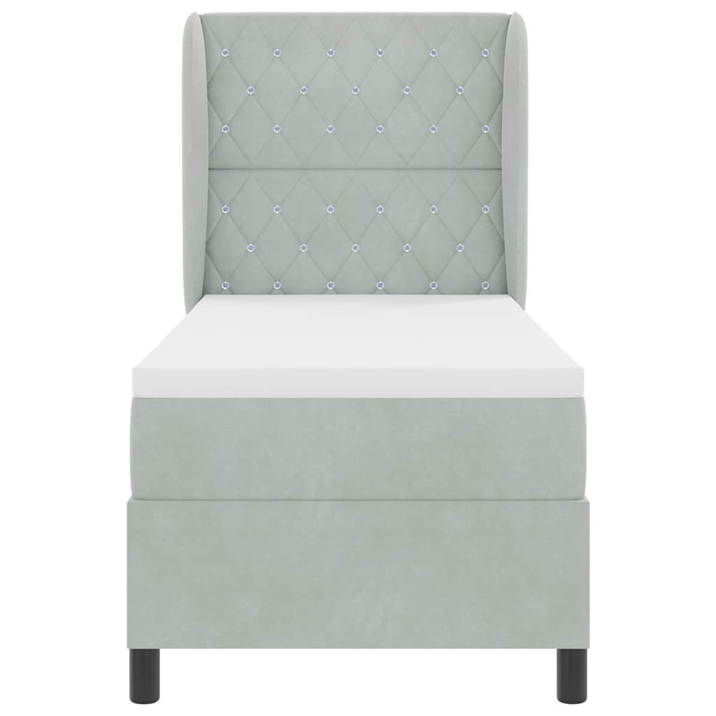 Boxspringbett mit Kopfteil Hellgrau 200 x 80 cm Samt
