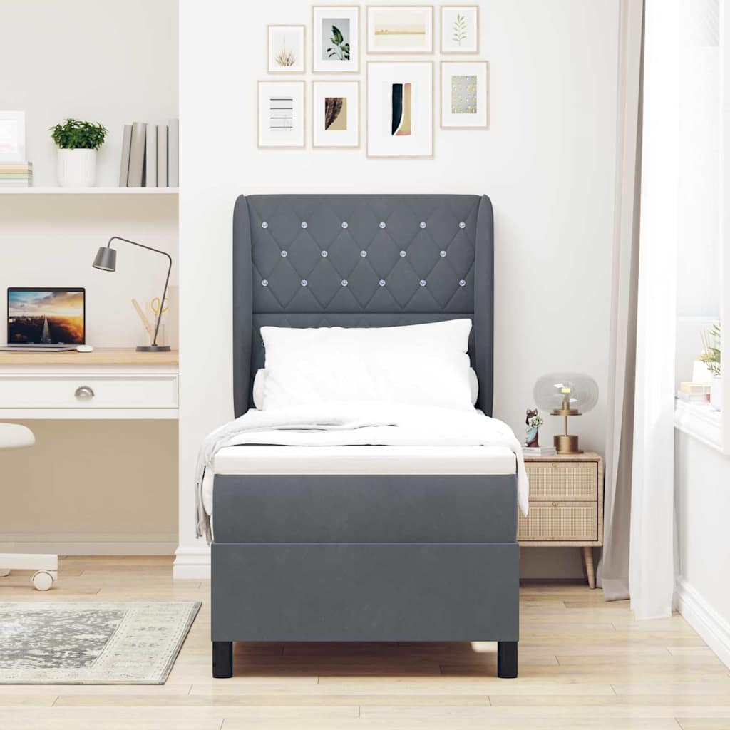 Boxspringbett mit Kissen Dunkelgrau 200 x 80 cm Samt