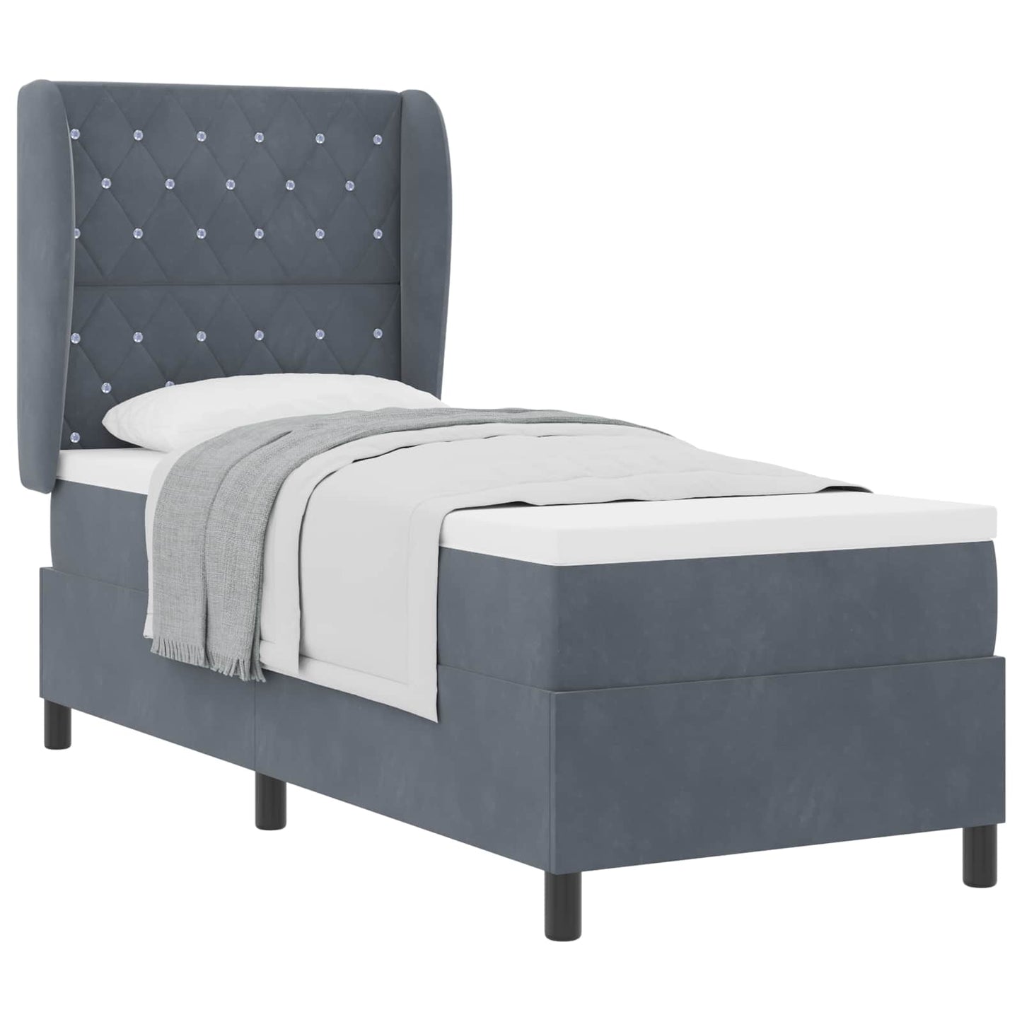Boxspringbett mit Kissen Dunkelgrau 200 x 80 cm Samt