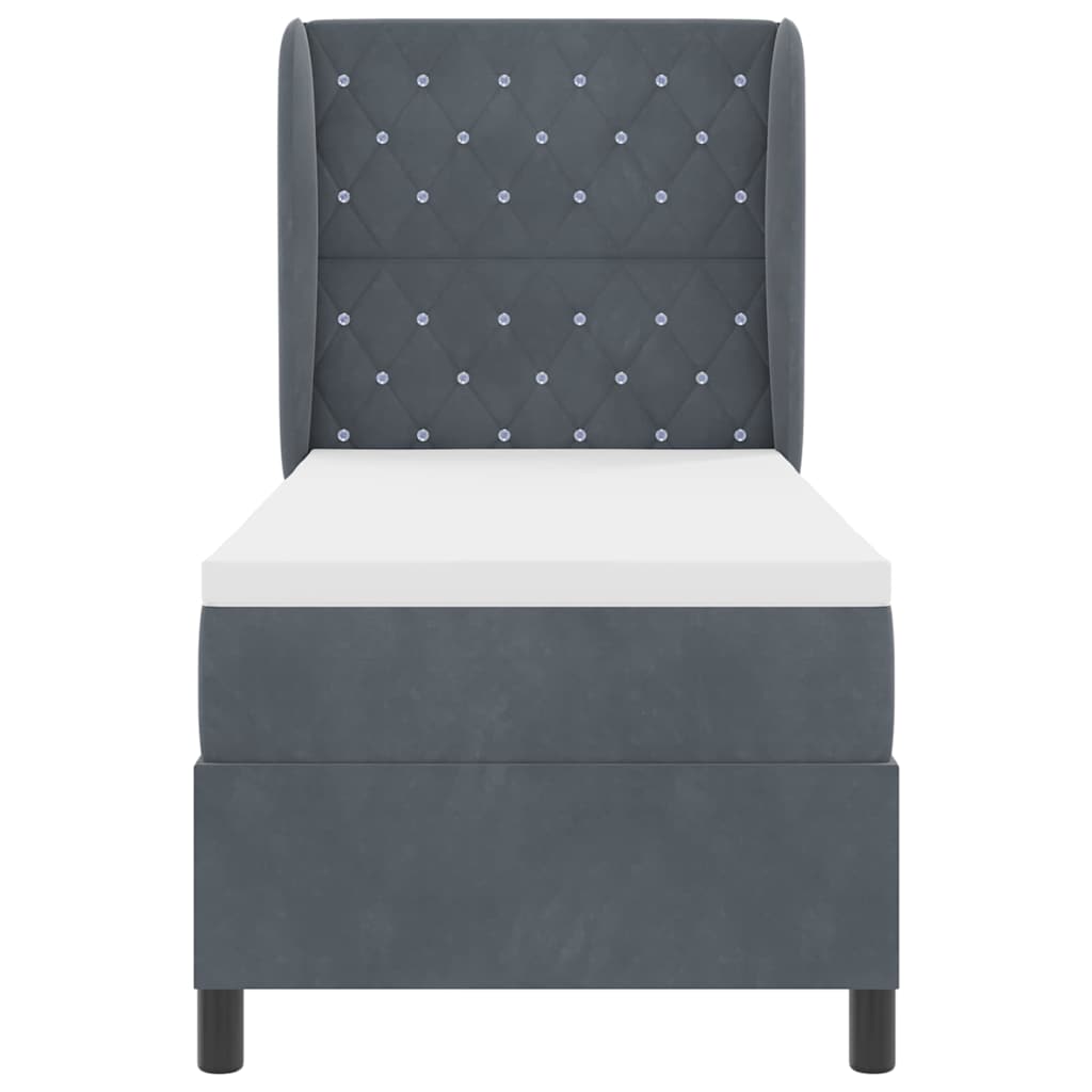 Boxspringbett mit Kissen Dunkelgrau 200 x 80 cm Samt