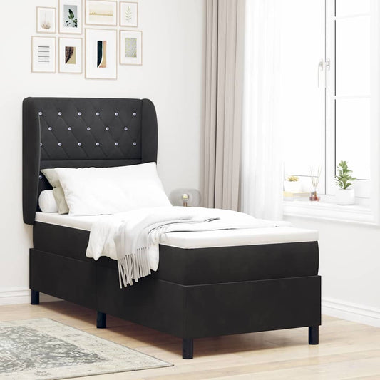 Boxspringbett mit Matratze Schwarz 80 x 200 cm Samt