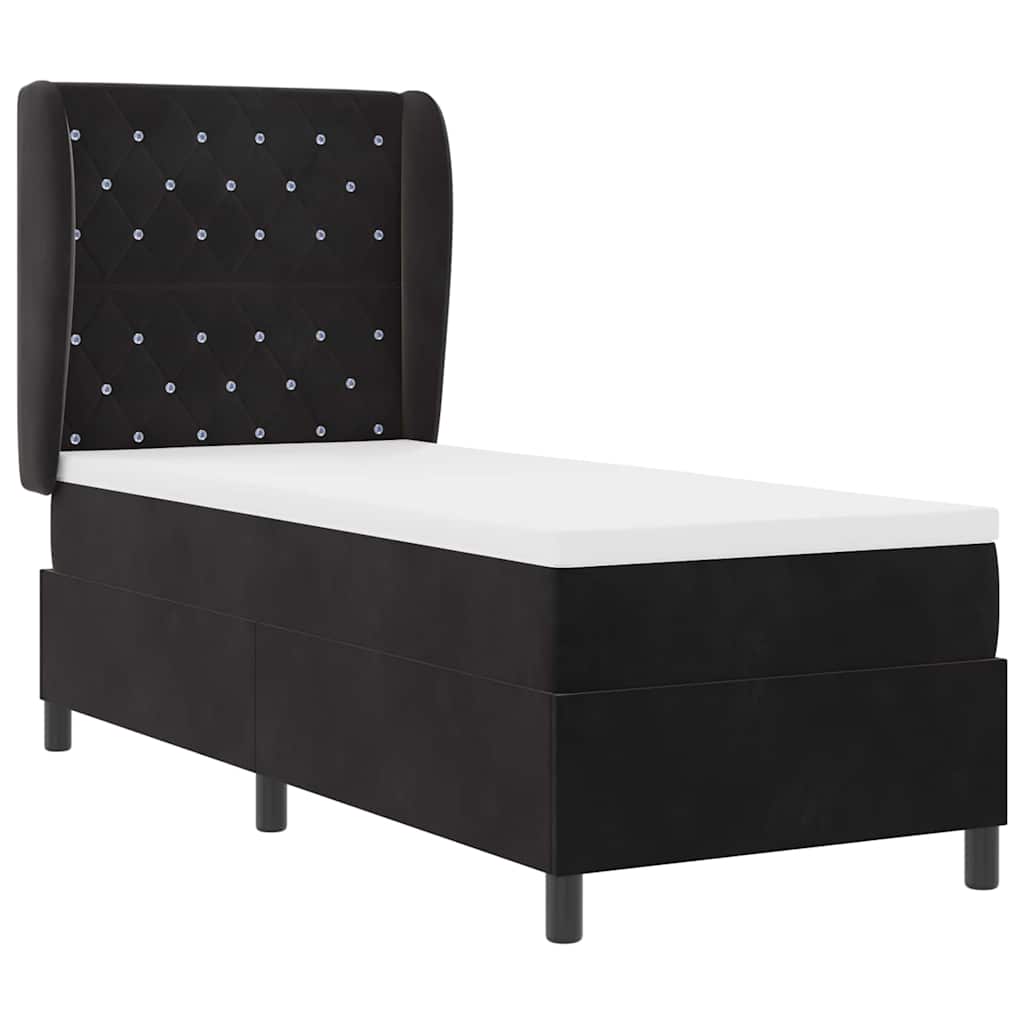 Boxspringbett mit Matratze Schwarz 80 x 200 cm Samt