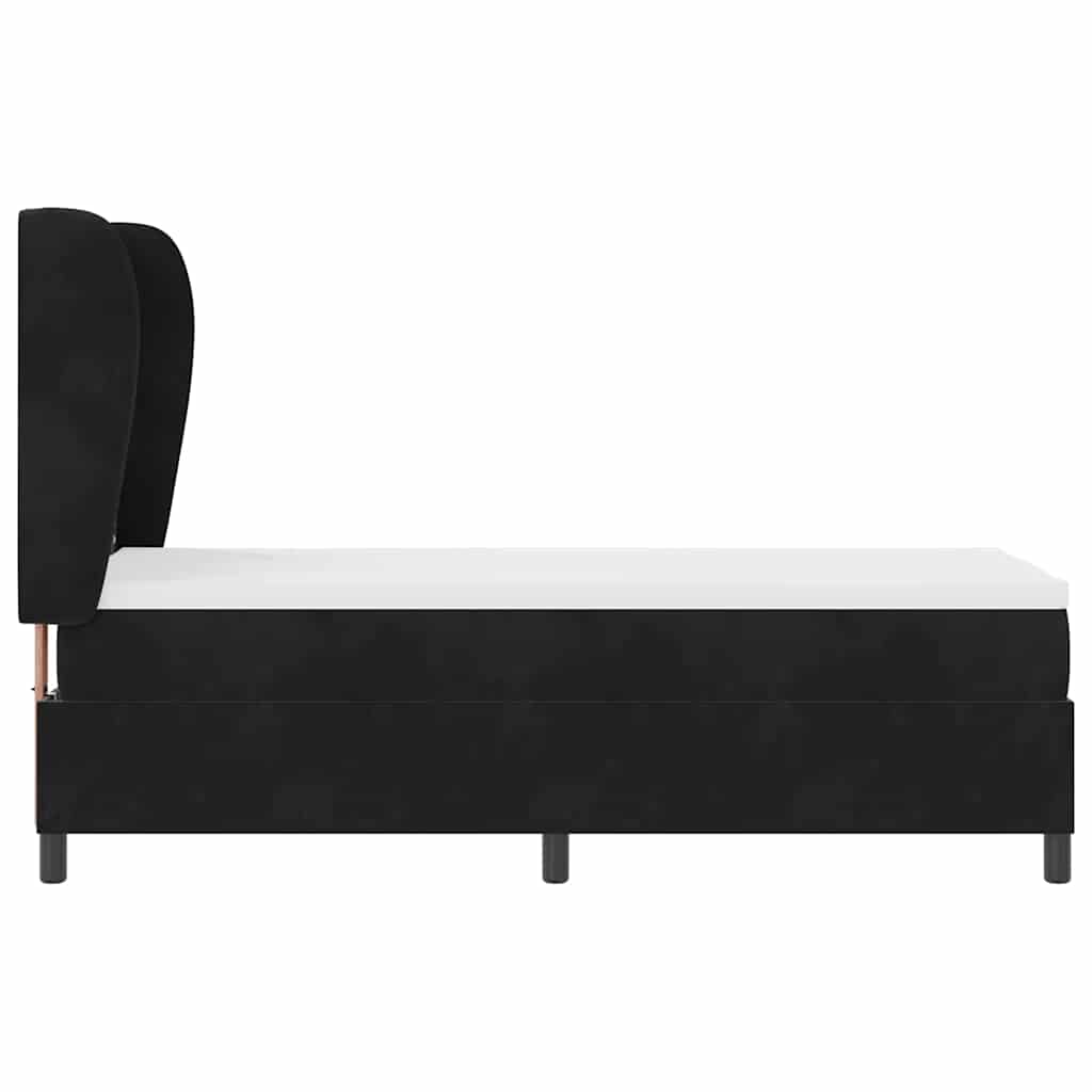 Boxspringbett mit Matratze Schwarz 80 x 200 cm Samt