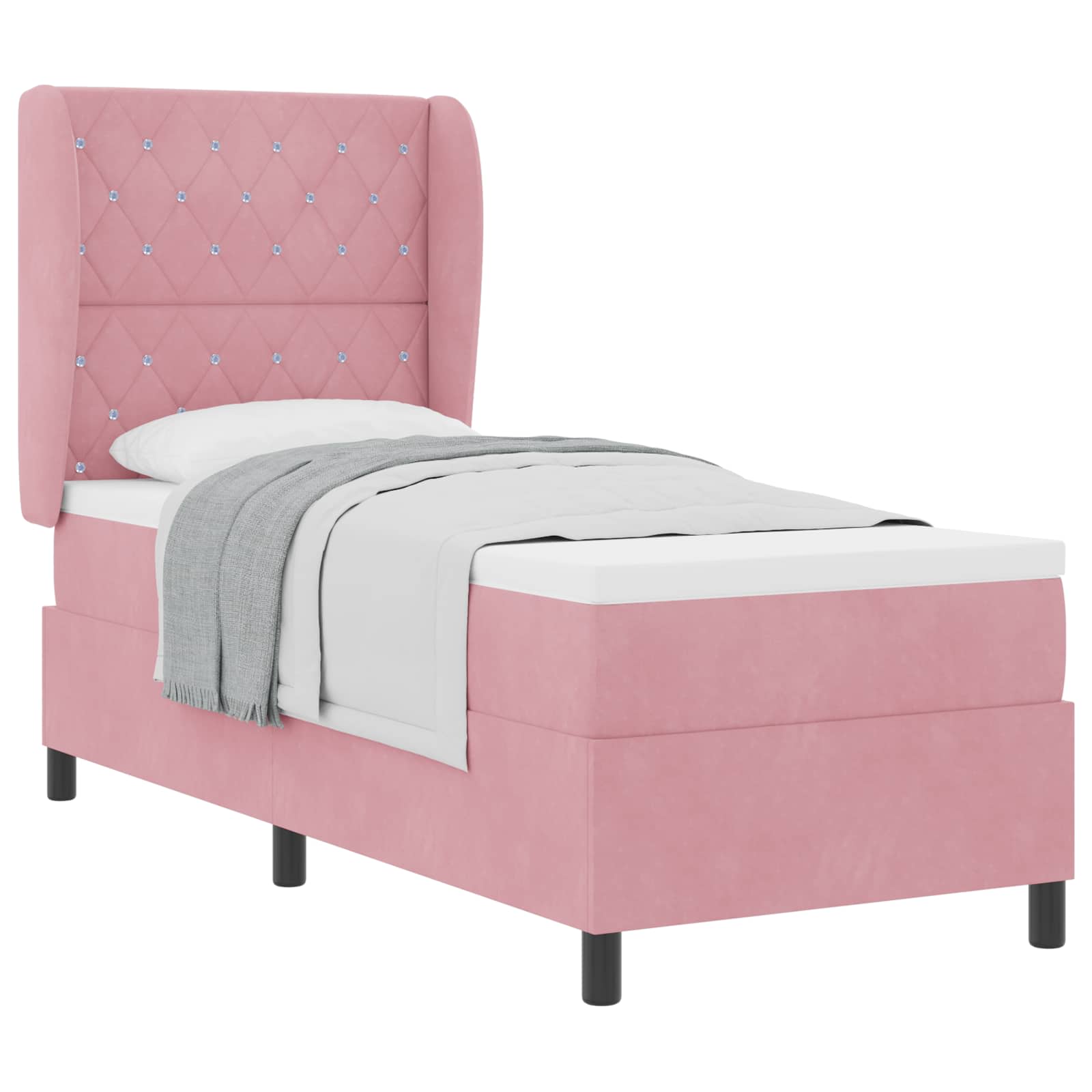 Boxspringbett mit Matratze mit Kopfteil Rosa 200 x 80 cm Samt