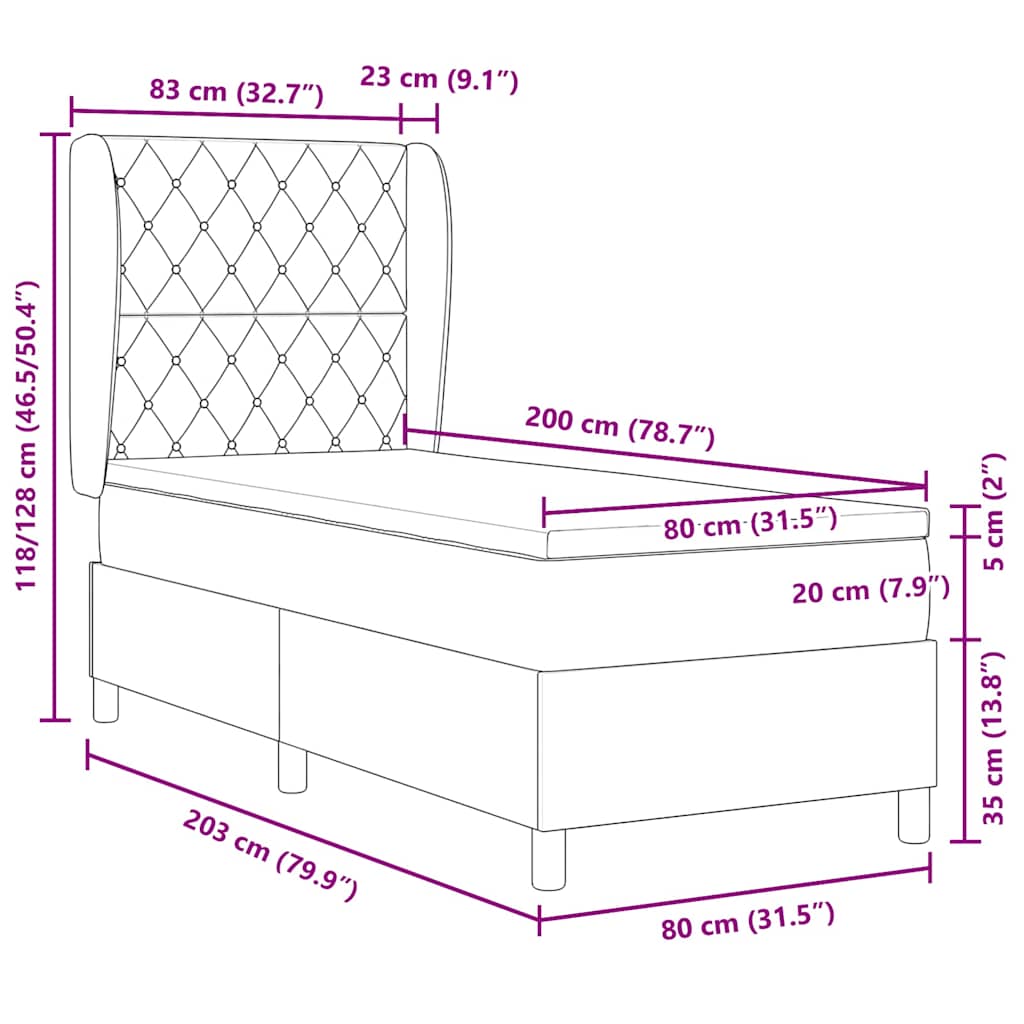 Boxspringbett mit Matratze mit Kopfteil Rosa 200 x 80 cm Samt