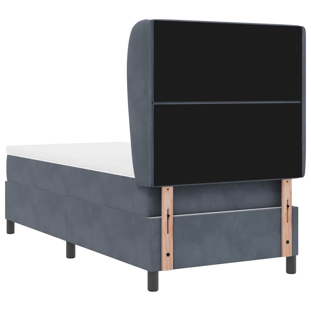 Boxspringbett mit Kopfteil Dunkelgrau 190 x 90 cm Samt