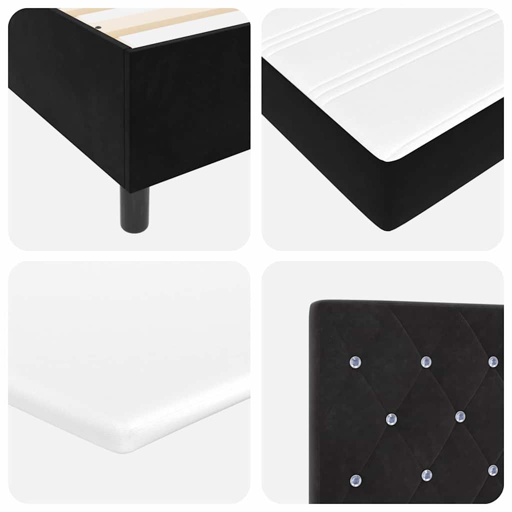Boxspringbett mit Matratze Schwarz 90 x 190 cm Samt