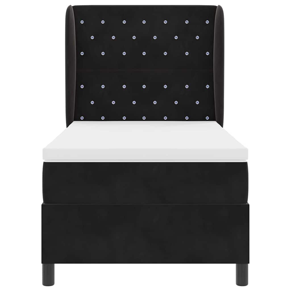 Boxspringbett mit Matratze Schwarz 190 x 90 cm Samt