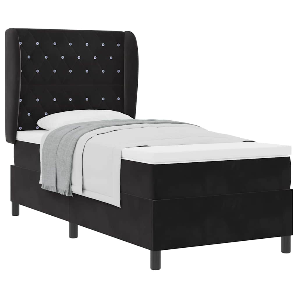 Boxspringbett mit Matratze Schwarz 90 x 190 cm Samt