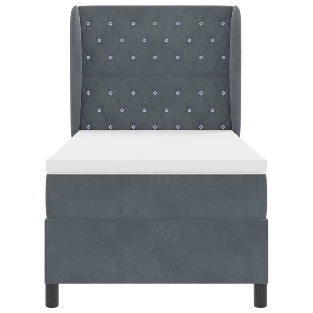 Boxspringbett mit Kopfteil Dunkelgrau 200 x 90 cm Samt