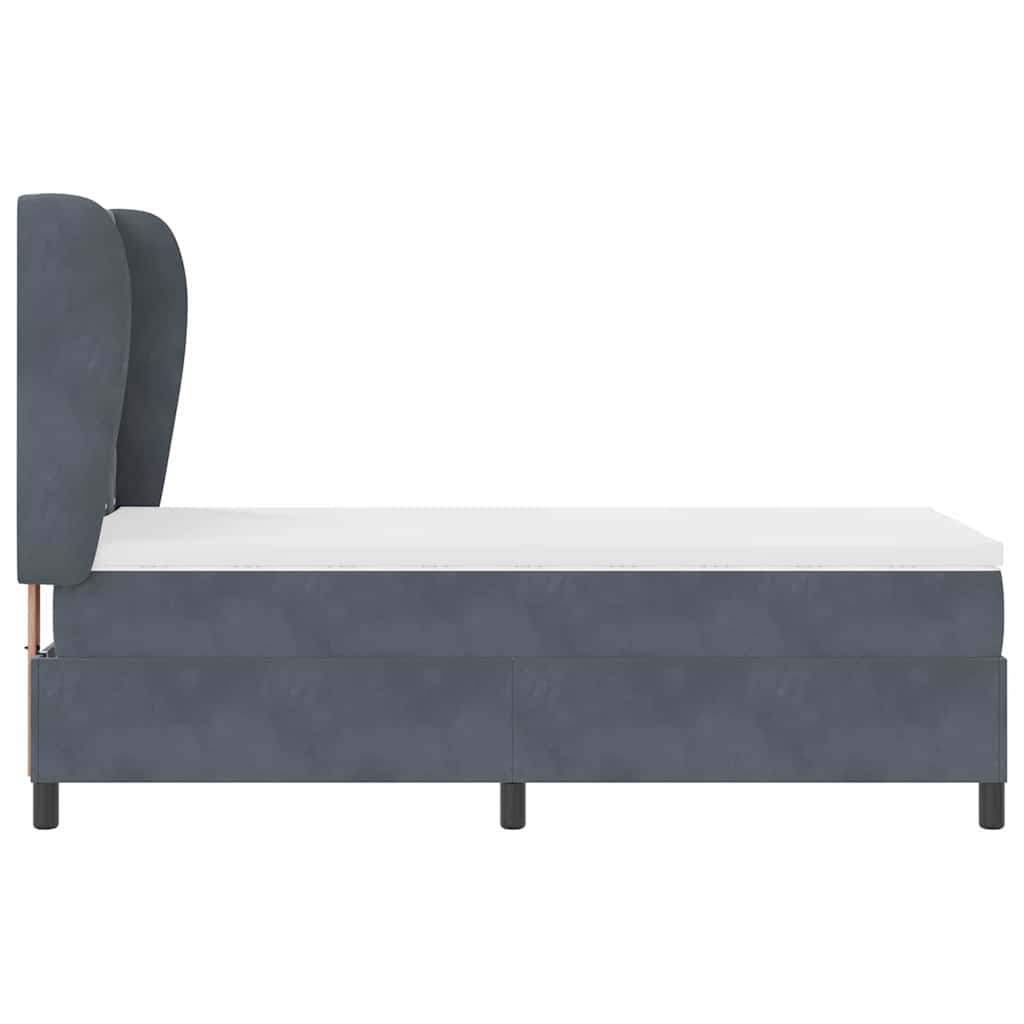 Boxspringbett mit Kopfteil Dunkelgrau 200 x 90 cm Samt