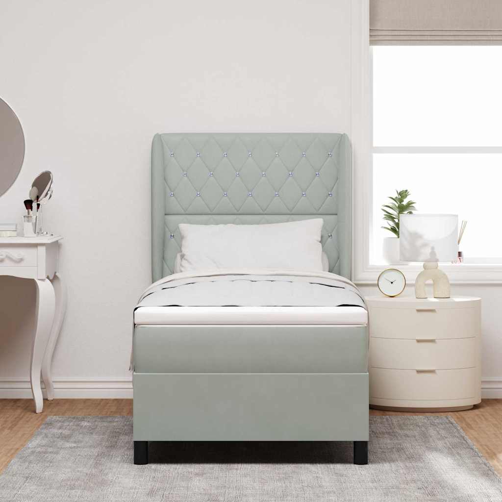 Boxspringbett mit Kopfteil Hellgrau 200 x 100 cm Samt