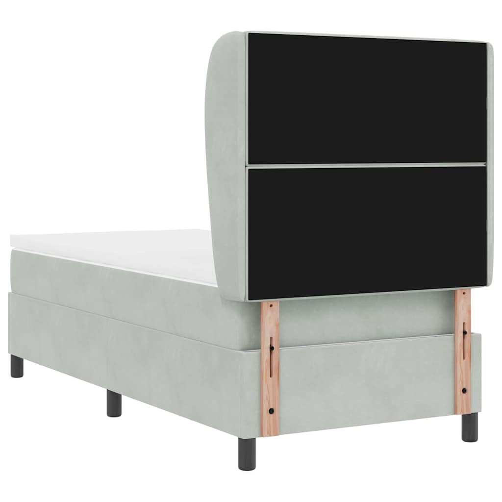 Boxspringbett mit Kopfteil Hellgrau 200 x 100 cm Samt
