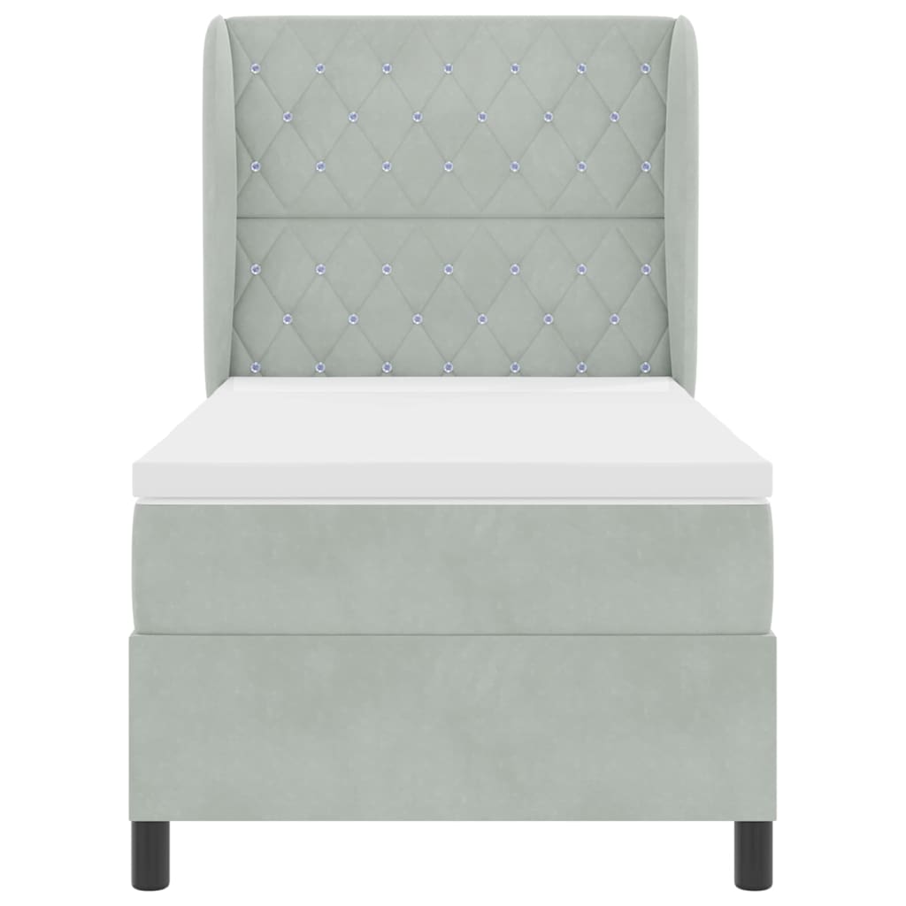 Boxspringbett mit Kopfteil Hellgrau 200 x 100 cm Samt