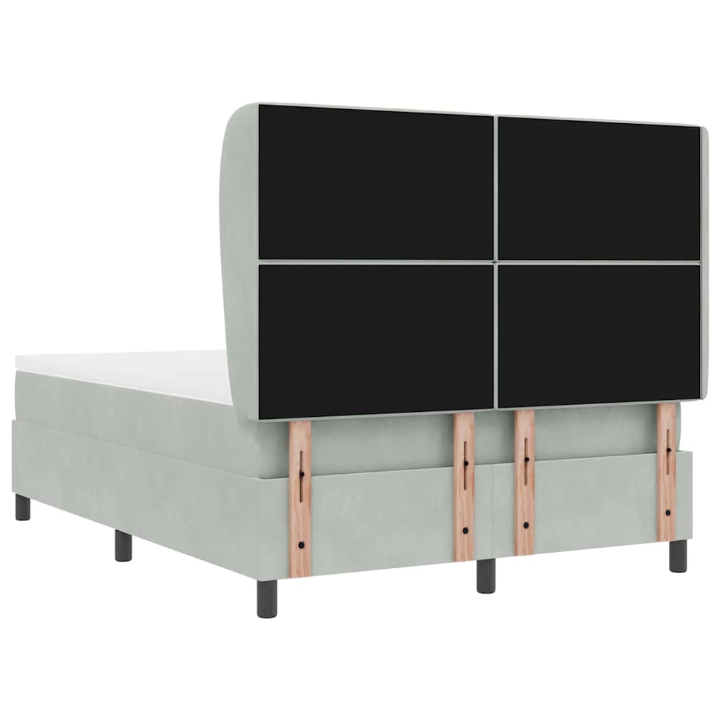 Boxspringbett mit Kopfteil Hellgrau 190 x 140 cm Samt