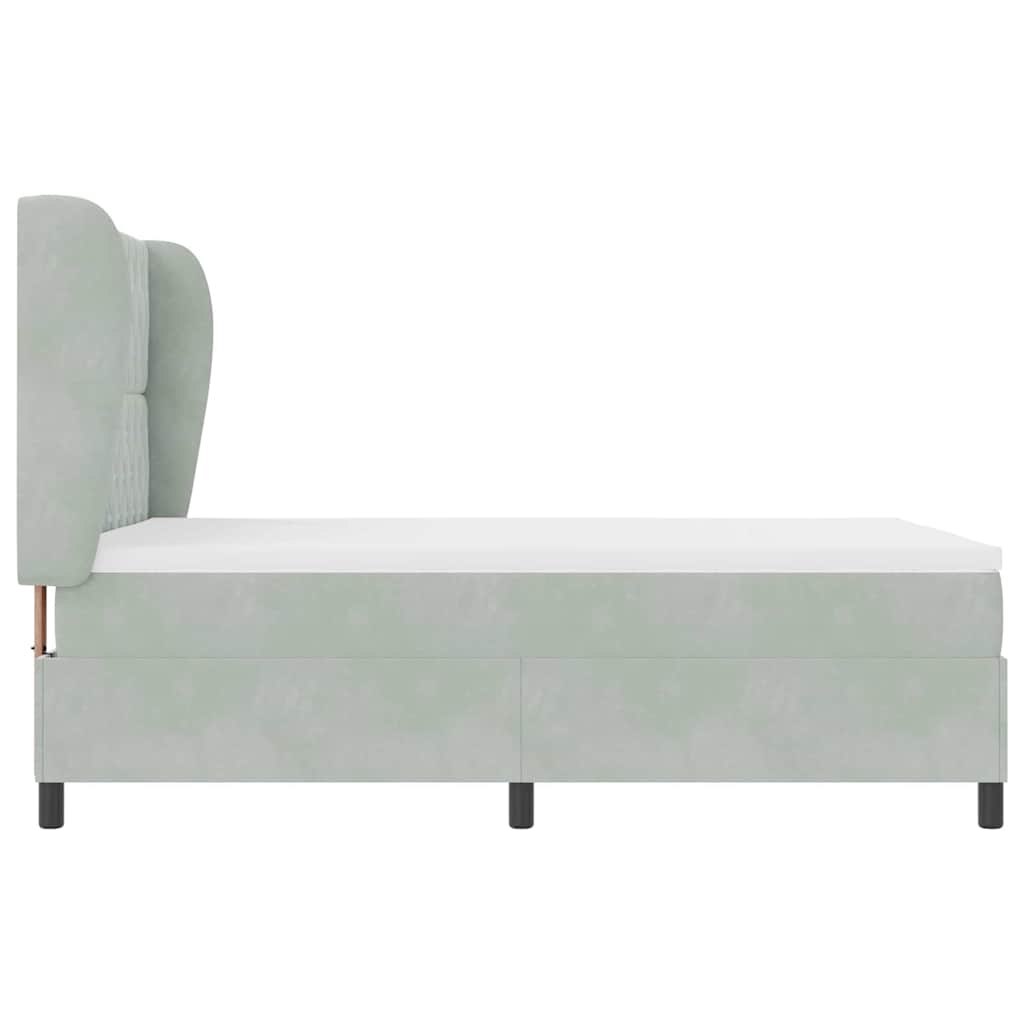 Boxspringbett mit Kopfteil Hellgrau 190 x 140 cm Samt