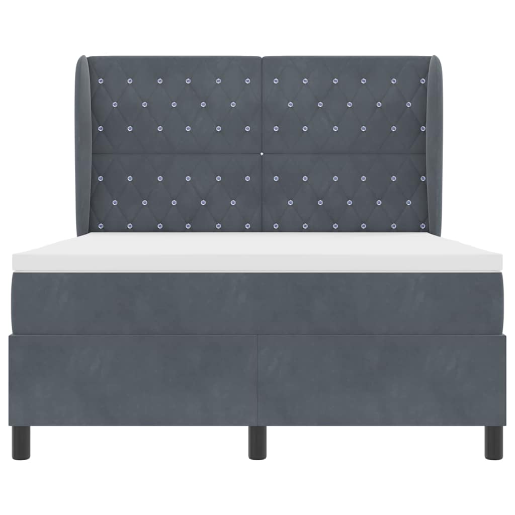 Boxspringbett mit Matratze Dunkelgrau 200 x 140 cm Samt