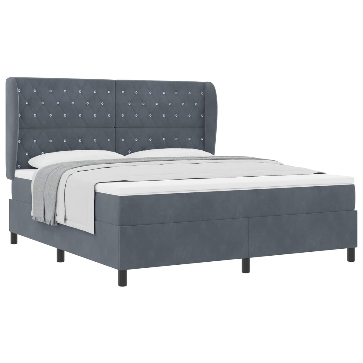 Boxspringbett mit Kopfteil Dunkelgrau 200 x 180 cm Samt