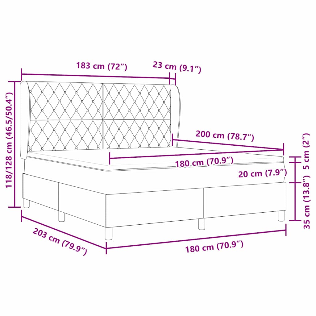 Boxspringbett mit Kopfteil Dunkelgrau 200 x 180 cm Samt