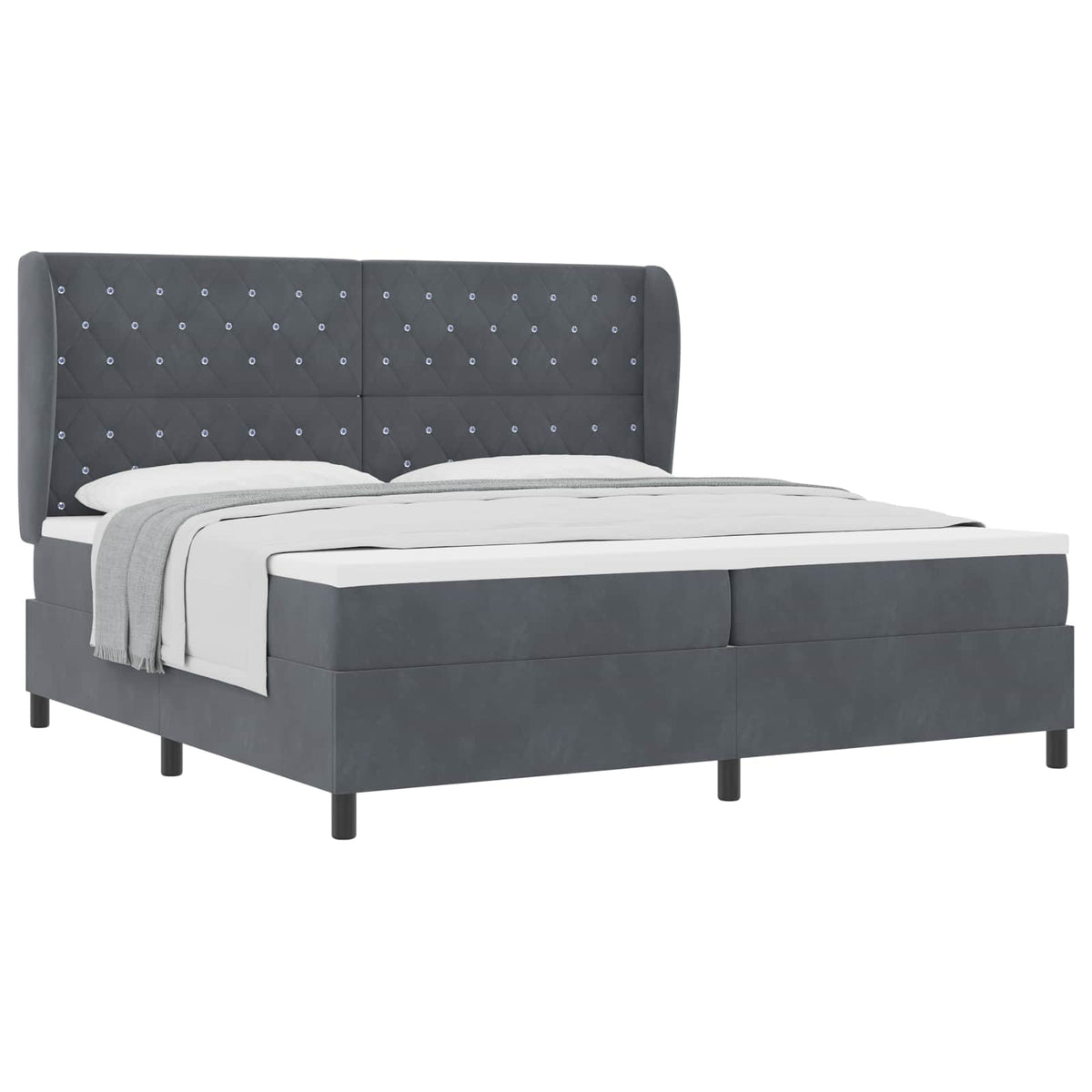 Boxspringbett mit Matratze Dunkelgrau 200 x 200 cm Samt