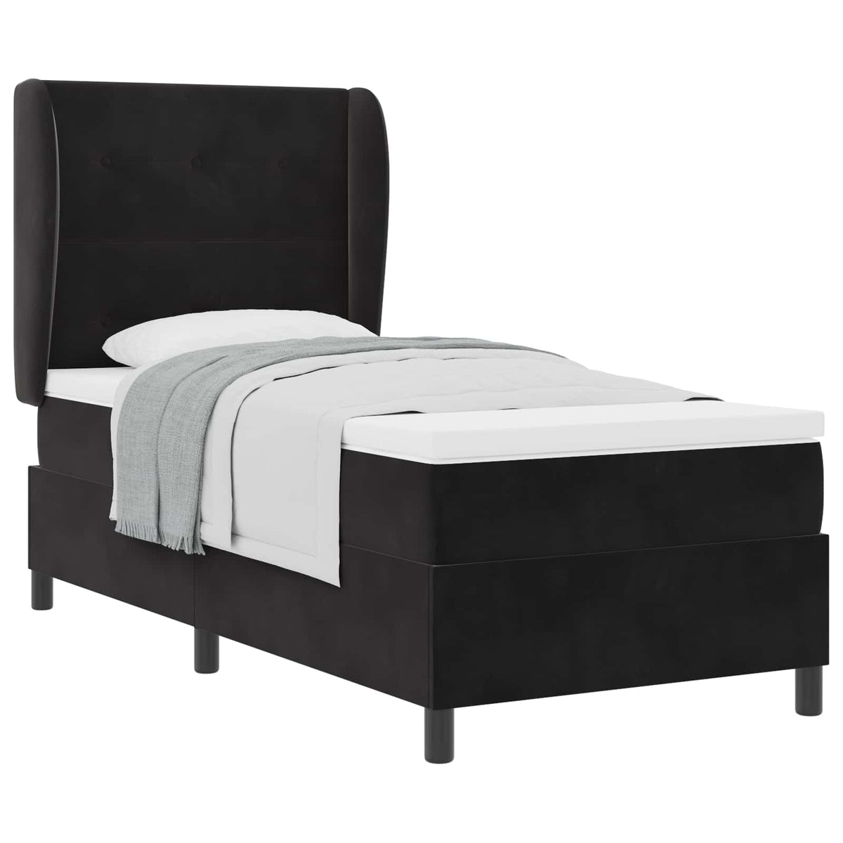 Boxspringbett mit Kopfteil Schwarz 200 x 80 cm Samt