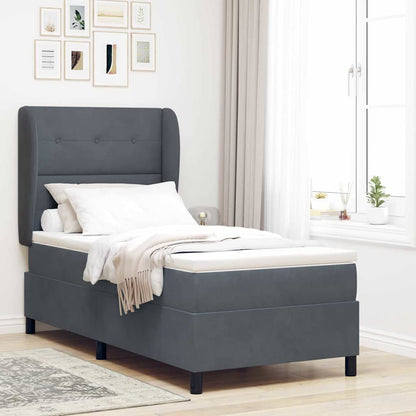 Boxspringbett mit Kopfteil Dunkelgrau 190 x 90 cm Samt