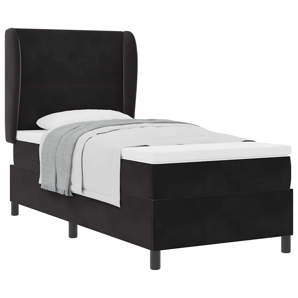 Boxspringbett mit Matratze Schwarz 90 x 190 cm Samt