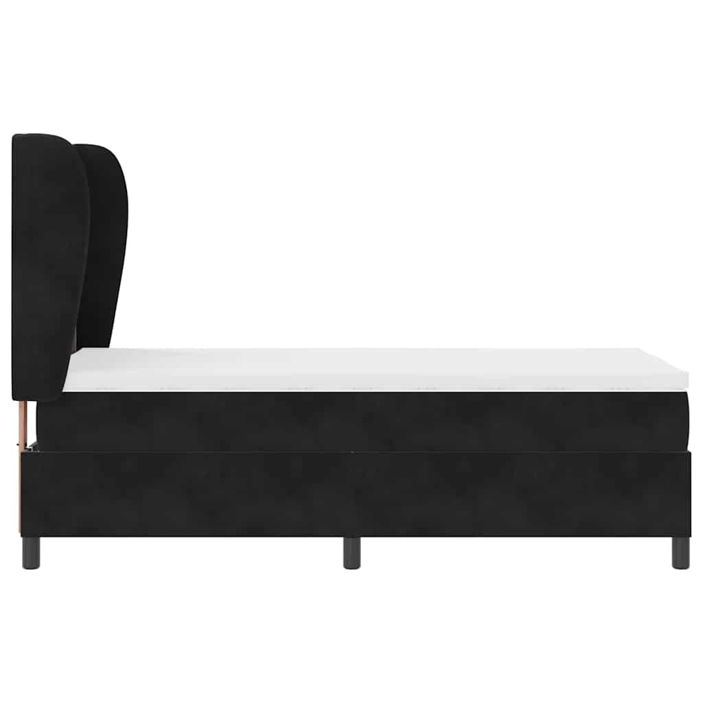 Boxspringbett mit Matratze Schwarz 90 x 190 cm Samt