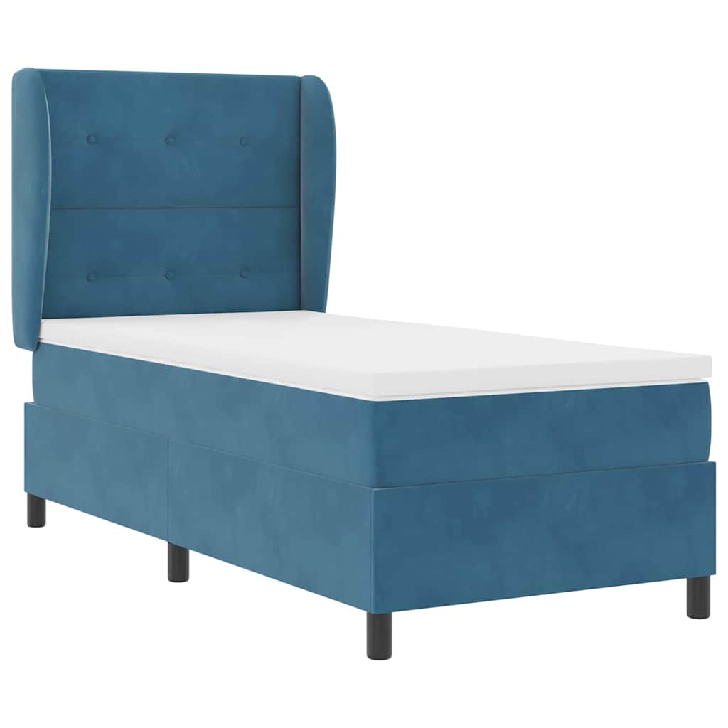 Boxspringbett mit Kopfteil Dunkelblau 190 x 90 cm Samt
