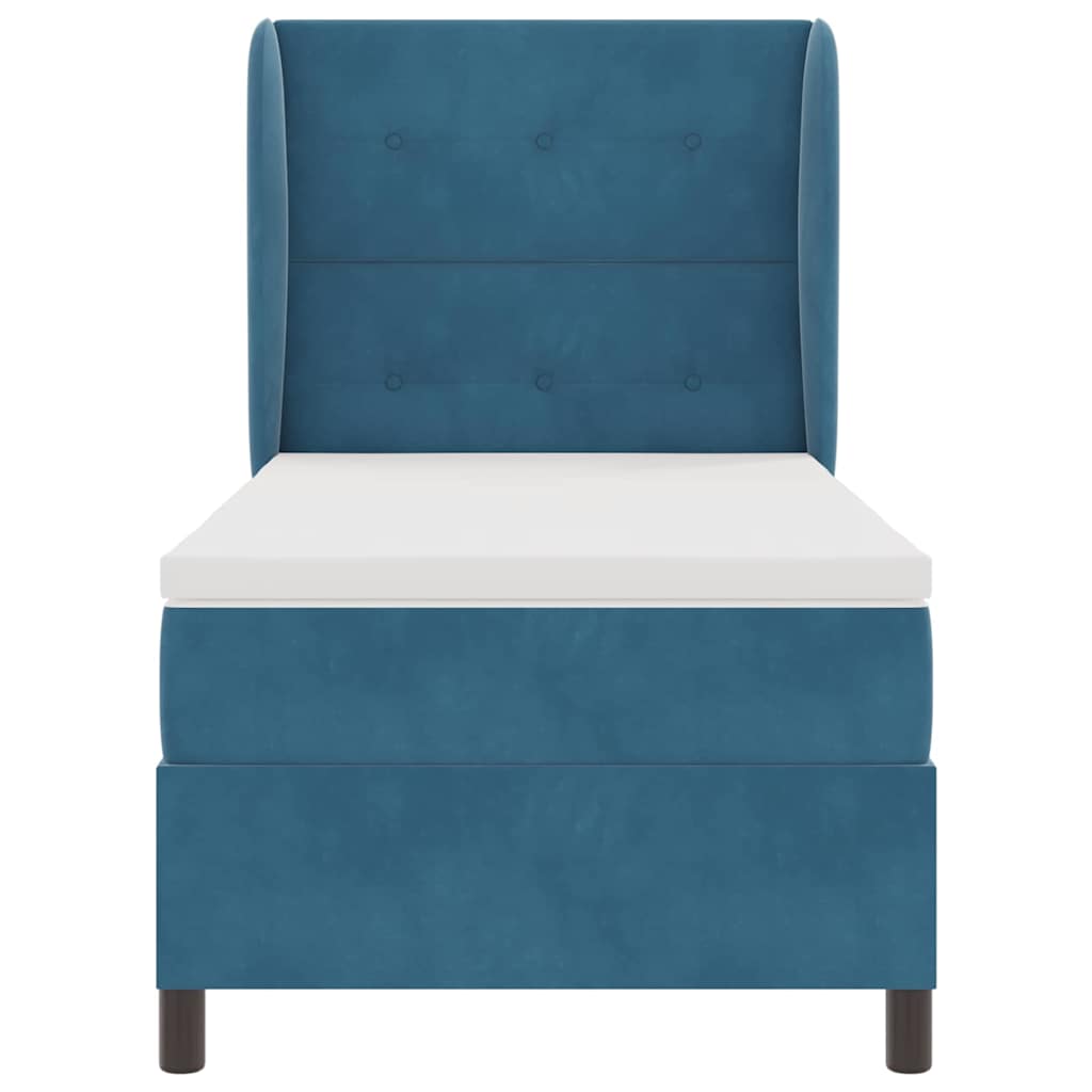 Boxspringbett mit Kopfteil Dunkelblau 190 x 90 cm Samt