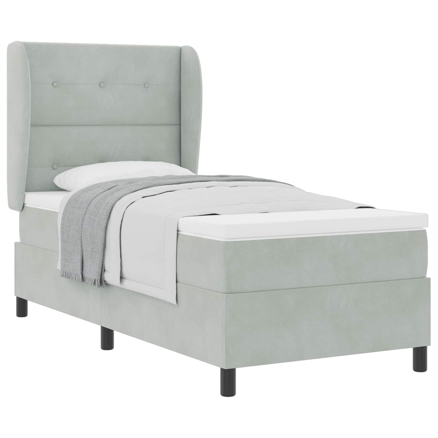 Boxspringbett mit Kopfteil Hellgrau 200 x 90 cm Samt