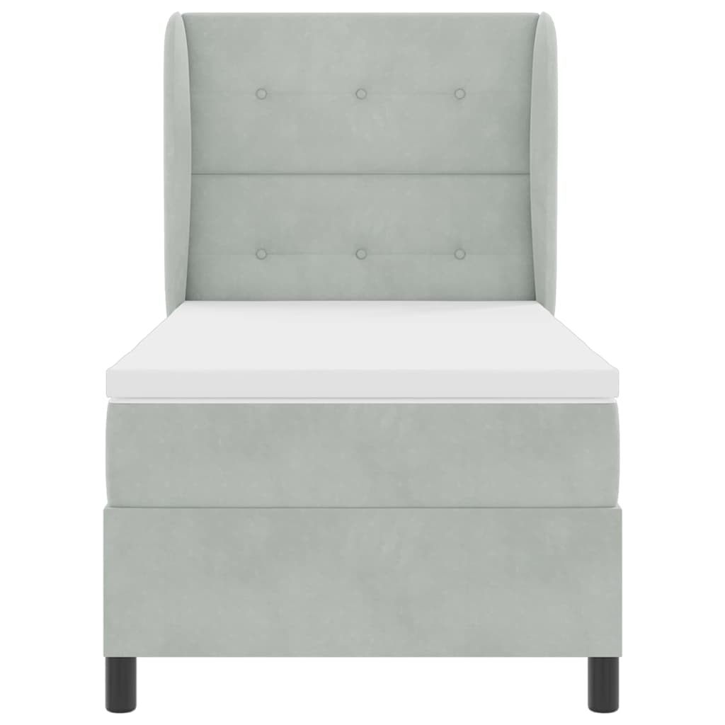 Boxspringbett mit Kopfteil Hellgrau 200 x 90 cm Samt
