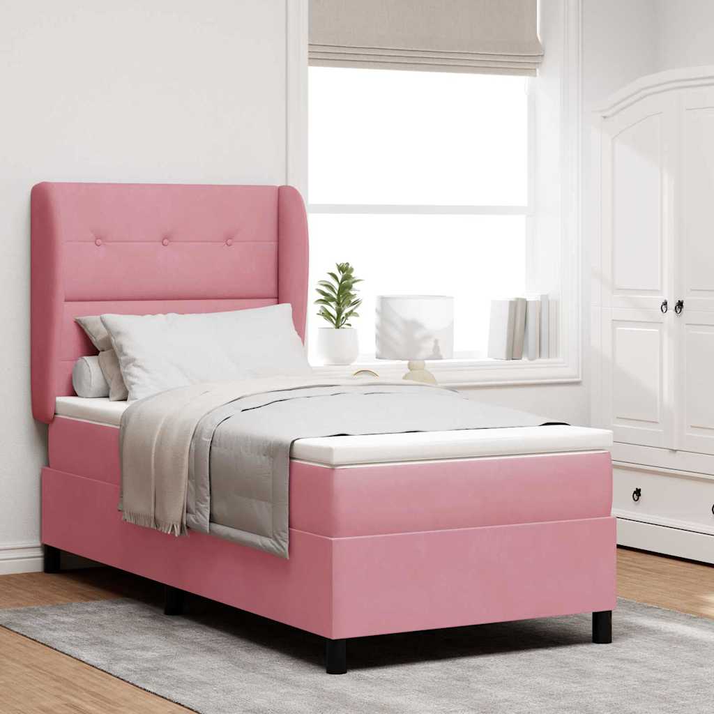 Boxspringbett mit Kopfteil Rosa 200 x 90 cm Samt