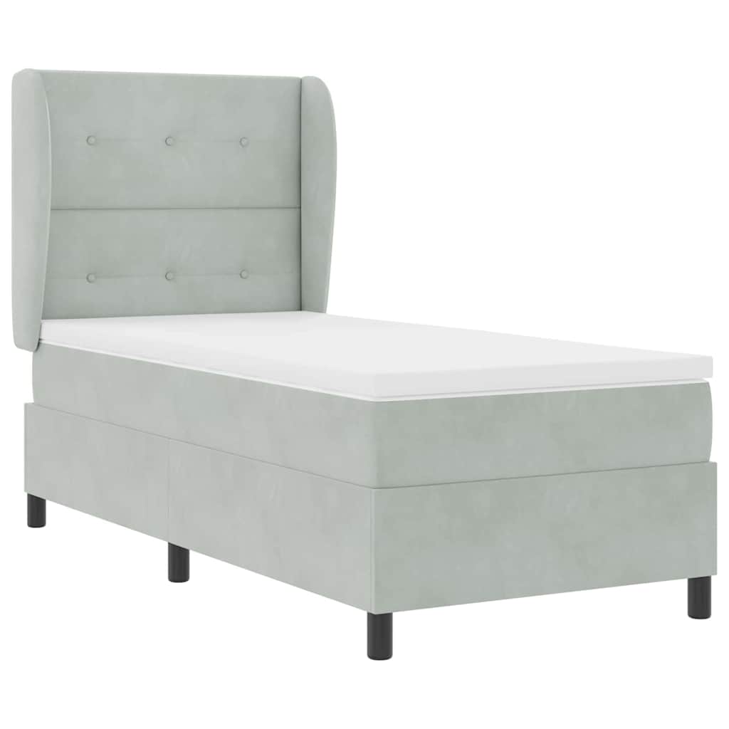 Boxspringbett mit Kopfteil Hellgrau 200 x 100 cm Samt